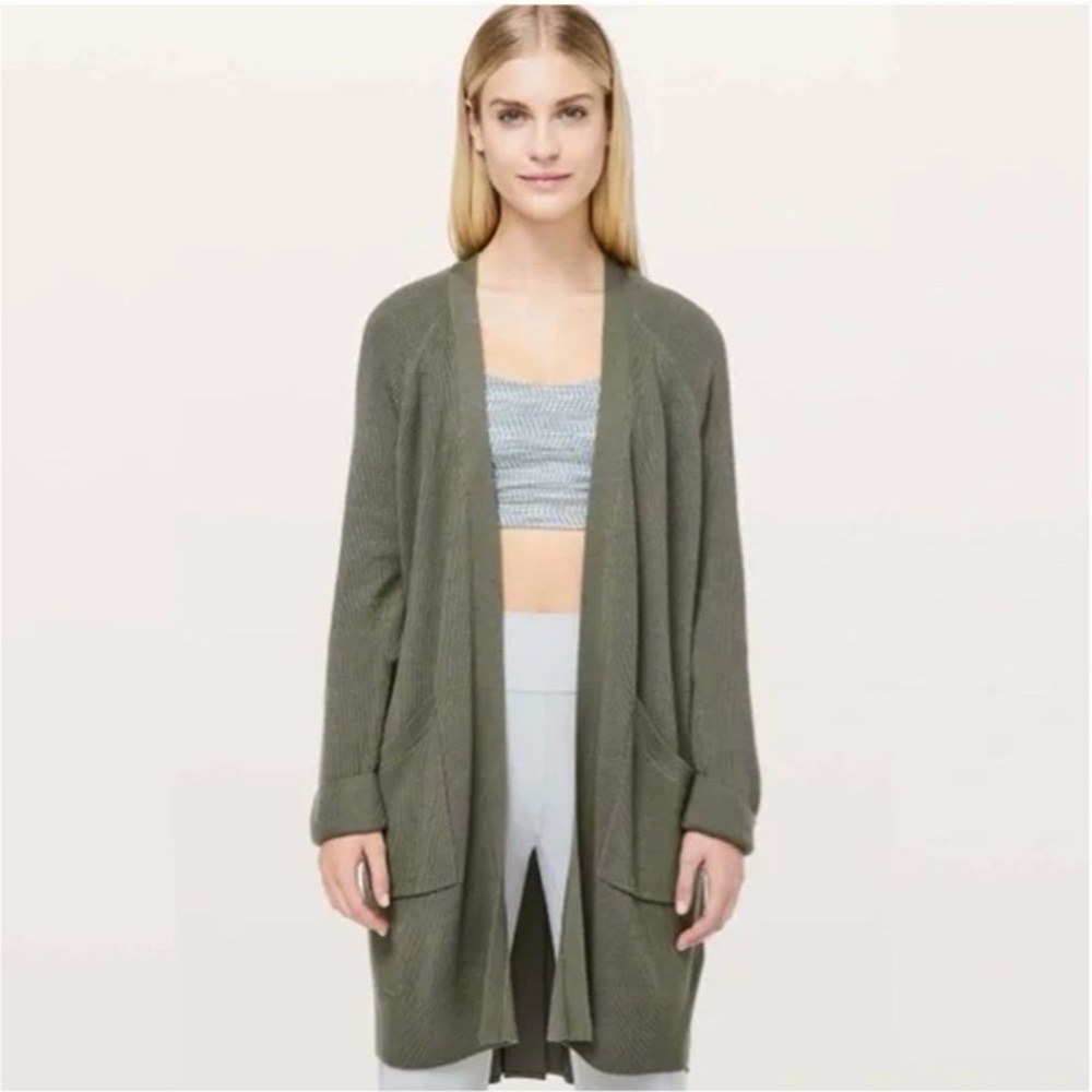 Lululemon Still At Easy Wrap Sweater Green Size 8